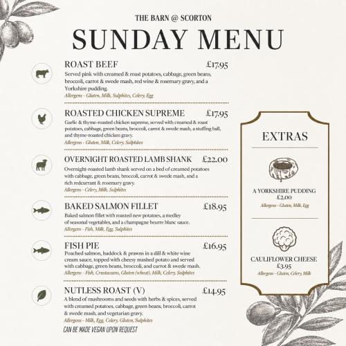 New Sunday Menu
